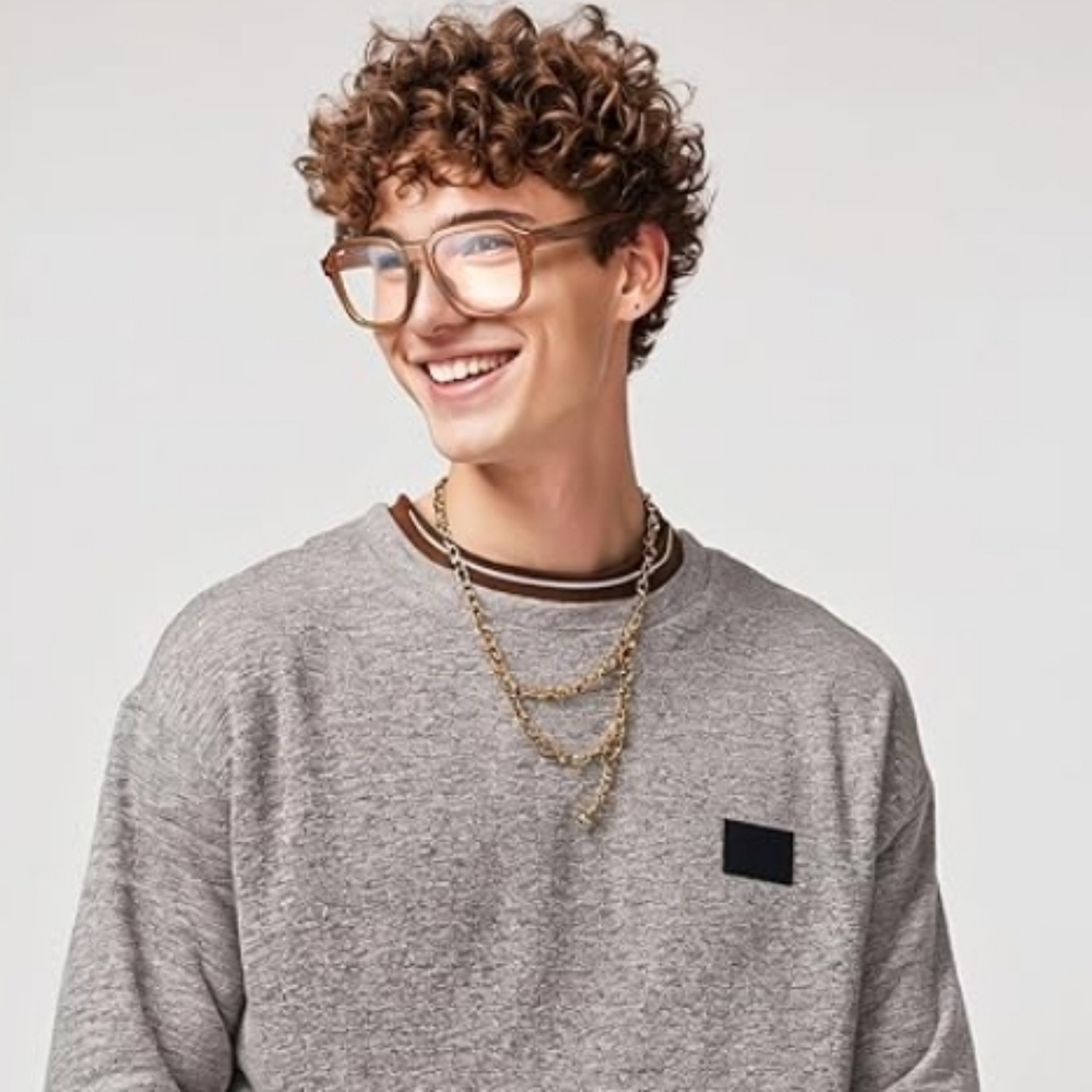 Oversized Square Blue Light Blocking Glasses Computer Brown Frame Eyewear - Picture 5 of 9